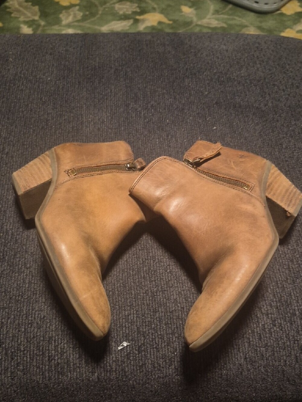 Frye Cognac Brown Leather Side-Zip Ankle Booties - Picture 6 of 10